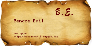Bencze Emil névjegykártya